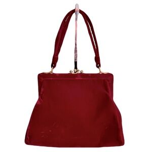 Vintage 1940s Ingber Burgundy Velvet Kiss Lock Handbag